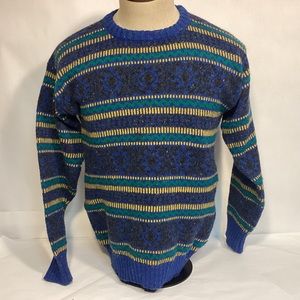 Mens colorful Wool blend crewneck sweater size medium Hill & Archer